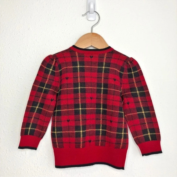 NWT Ralph Lauren Christmas sweater red tartan plaid cardigan 100% wool 24 months - Picture 2 of 11